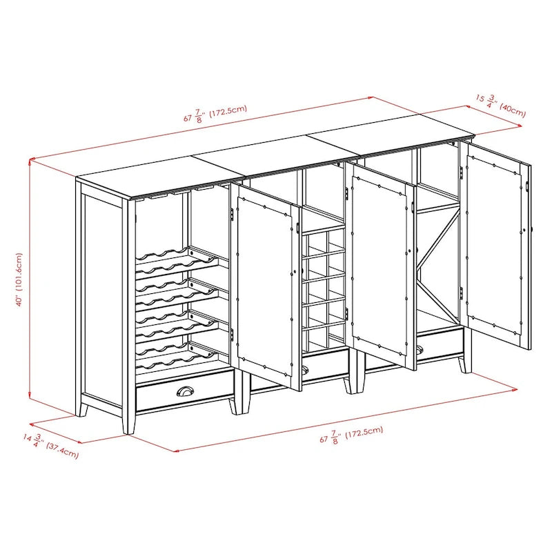 Ensemble meuble à vin modulaire 3 pièces, espresso - 22,64 x 15,75 x 40 pouces