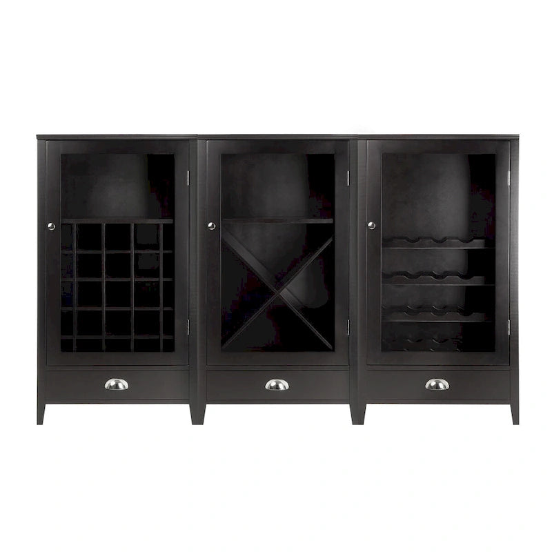 Ensemble meuble à vin modulaire 3 pièces, espresso - 22,64 x 15,75 x 40 pouces
