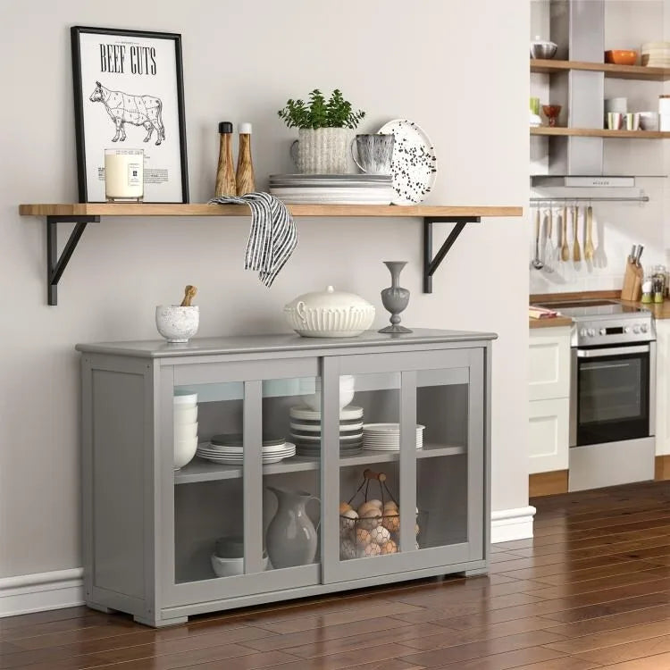 Buffet bas de rangement avec porte coulissante - 42 x 13.0 x 24.5 (L x l x H)