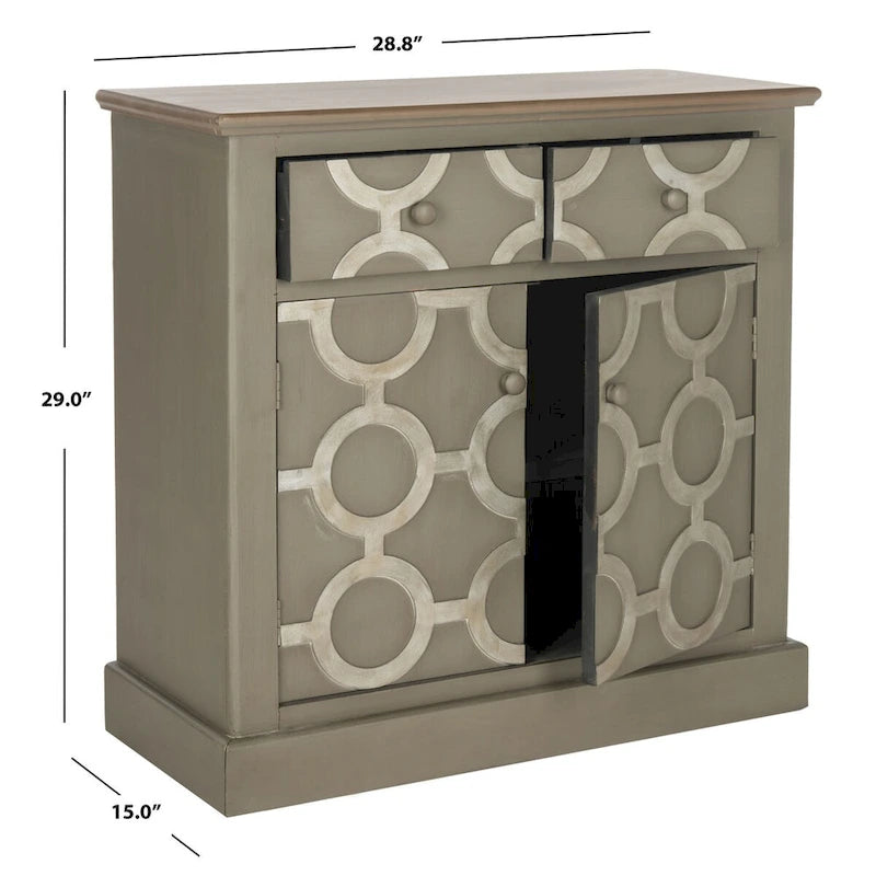 SAFAVIEH Leitha Grey Commode de rangement - 29Wx15Dx29H