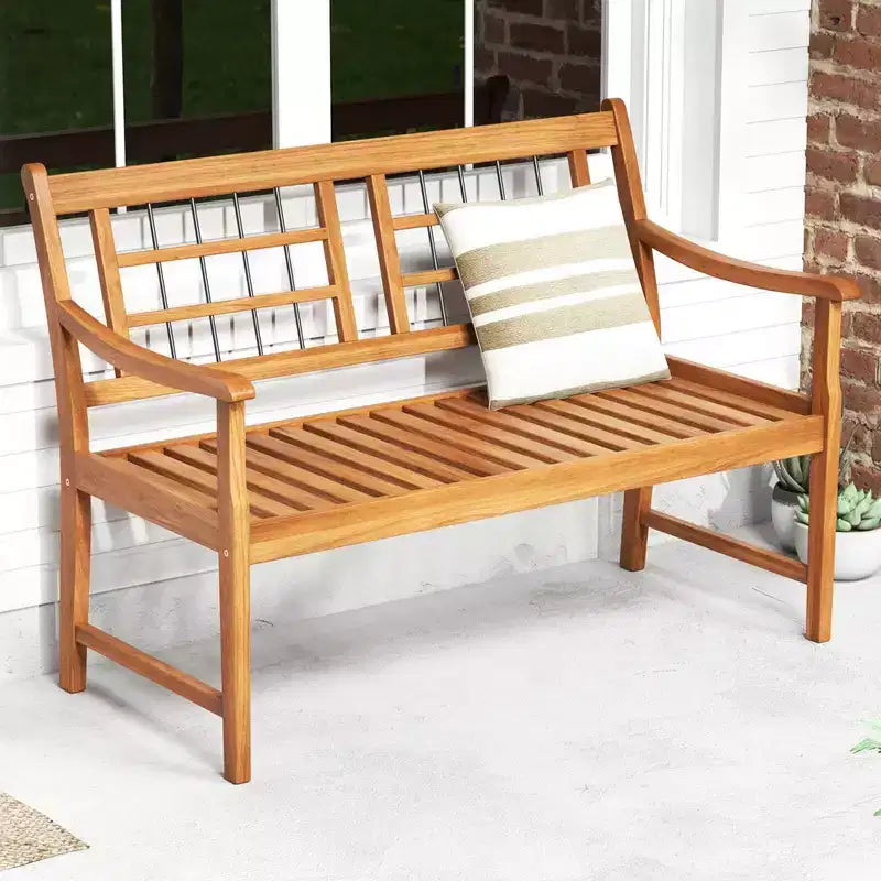 Banc d'extérieur Costway en bois d'acacia pour 2 personnes avec assise et dossier à lattes