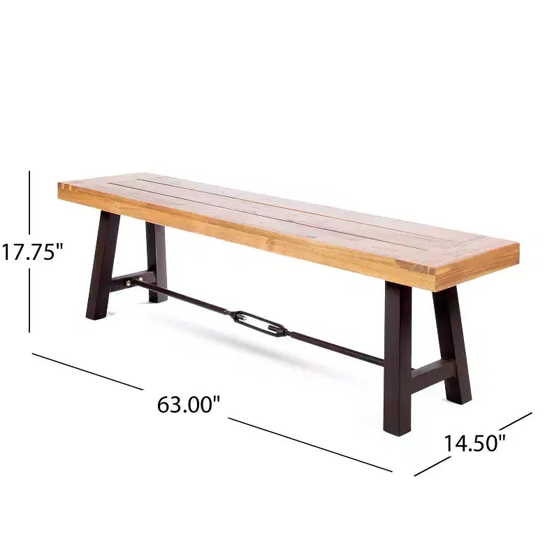 Bancs de salle à manger d'extérieur Rosario GDFStudio en bois d'acacia (lot de 2), teck/métal rustique