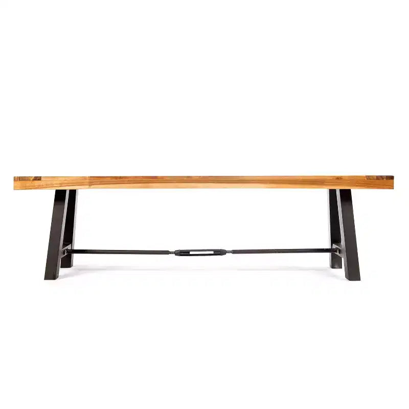 Bancs de salle à manger d'extérieur Rosario GDFStudio en bois d'acacia (lot de 2), teck/métal rustique