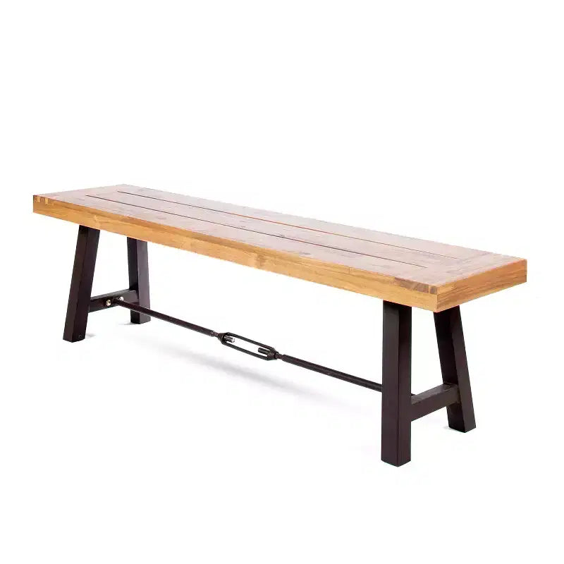 Bancs de salle à manger d'extérieur Rosario GDFStudio en bois d'acacia (lot de 2), teck/métal rustique