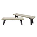 GDFStudio Betteravia Outdoor Acacia Wood Dining Benches (Set of 2), Light Gray Wash/Black