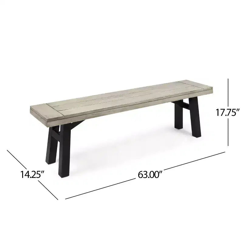 GDFStudio Betteravia bancs de salle à manger d'extérieur en bois d'acacia (ensemble de 2), gris clair/noir