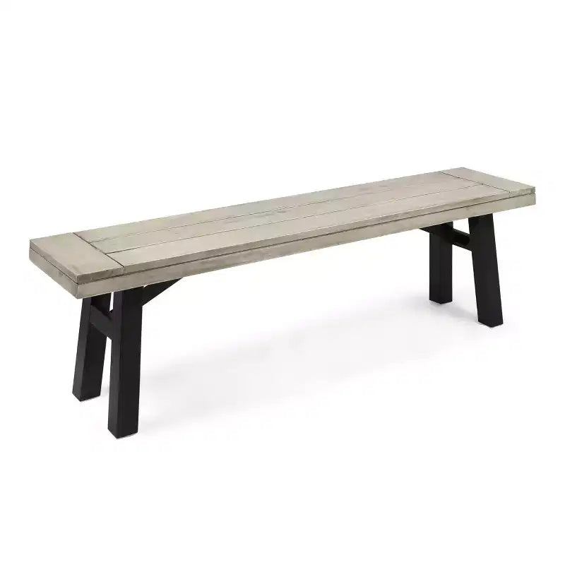GDFStudio Betteravia bancs de salle à manger d'extérieur en bois d'acacia (ensemble de 2), gris clair/noir