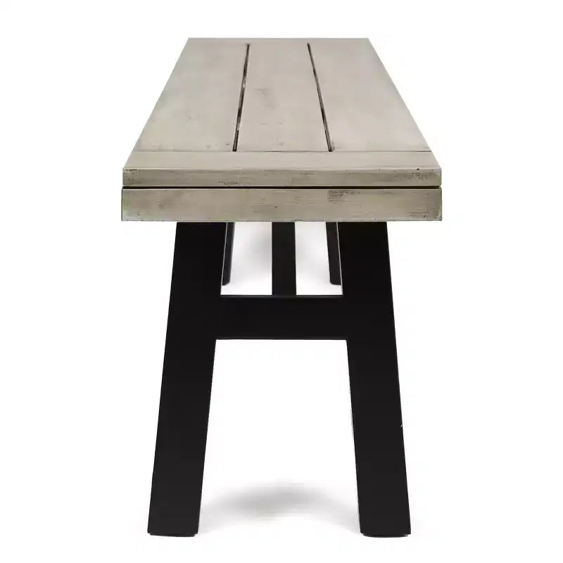 GDFStudio Betteravia bancs de salle à manger d'extérieur en bois d'acacia (ensemble de 2), gris clair/noir
