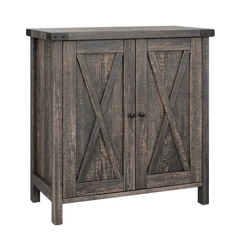 Meuble buffet de ferme avec étagères de rangement, marron - N/A