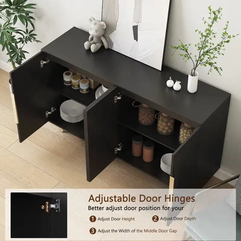 Meuble moderne de 56,69 po avec rangement et étagères réglables - S.O.