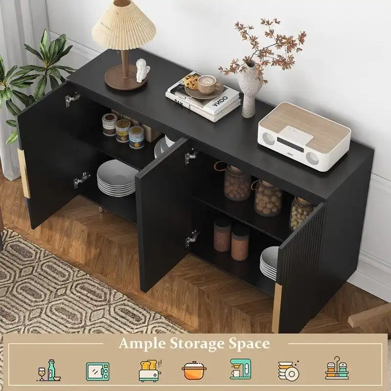 Meuble moderne de 56,69 po avec rangement et étagères réglables - S.O.
