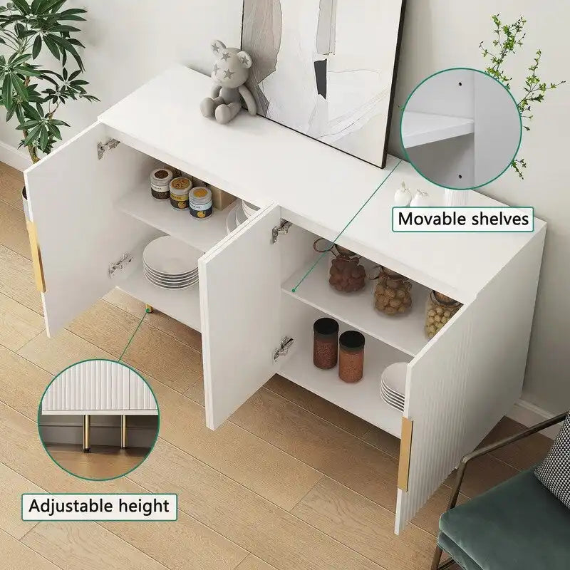 Meuble moderne de 56,69 po avec rangement et étagères réglables - S.O.