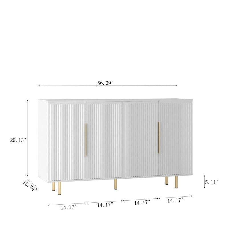 Meuble moderne de 56,69 po avec rangement et étagères réglables - S.O.