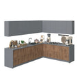Collection culinaire de cuisine, base en teck naturel et noire, 3 m de large - 94x120