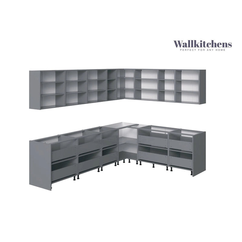 Collection culinaire de cuisine, base en teck naturel et noire, 3 m de large - 94x120