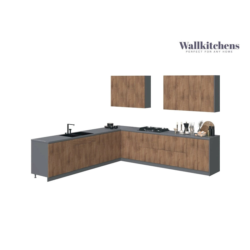 Collection Kitchen Prodigy Base couleur teck naturel et noir Taille 11 pieds de large - 130x130