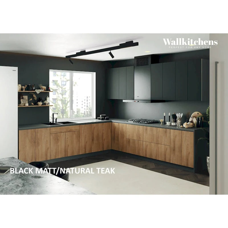 Collection Kitchen Prodigy Base couleur teck naturel et noir Taille 11 pieds de large - 130x130
