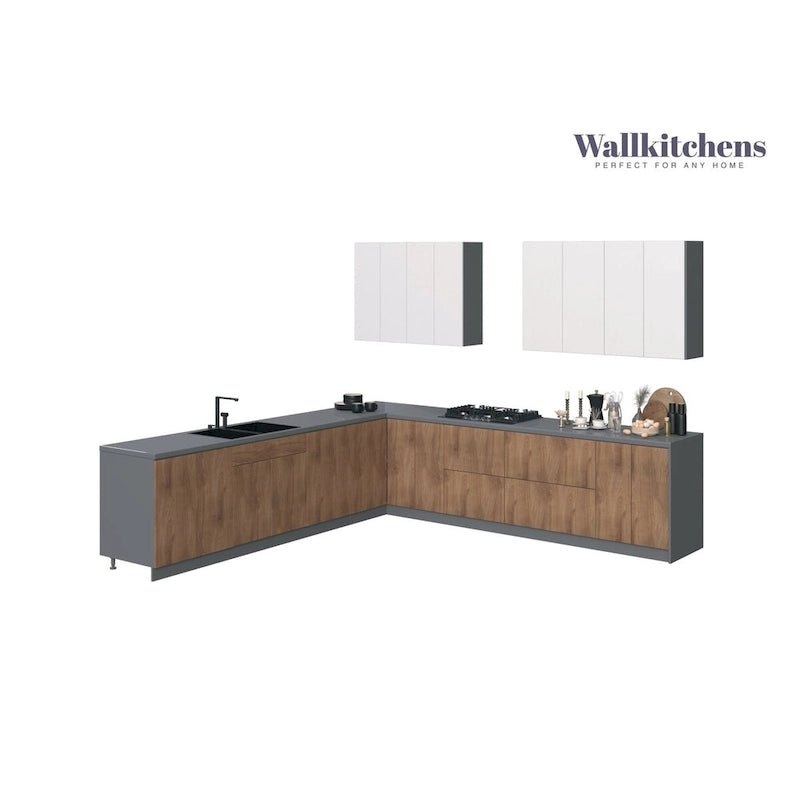 Collection Kitchen Prodigy Base couleur teck naturel et noir Taille 11 pieds de large - 130x130