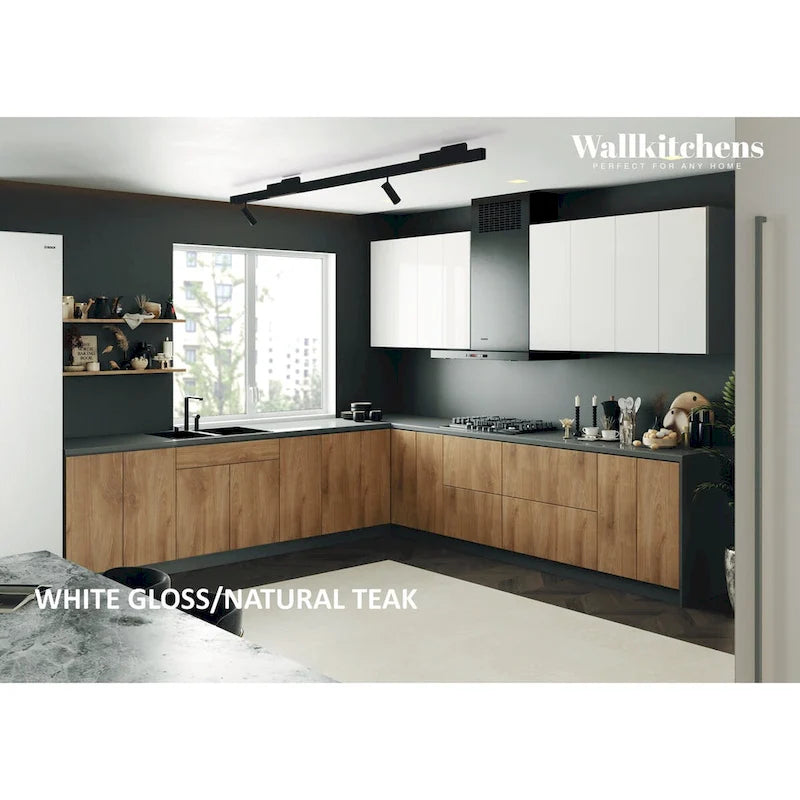 Collection Kitchen Prodigy Base couleur teck naturel et noir Taille 11 pieds de large - 130x130