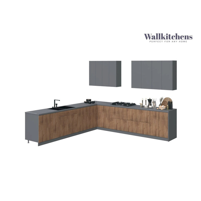 Collection Kitchen Prodigy Base couleur teck naturel et noir Taille 11 pieds de large - 130x130