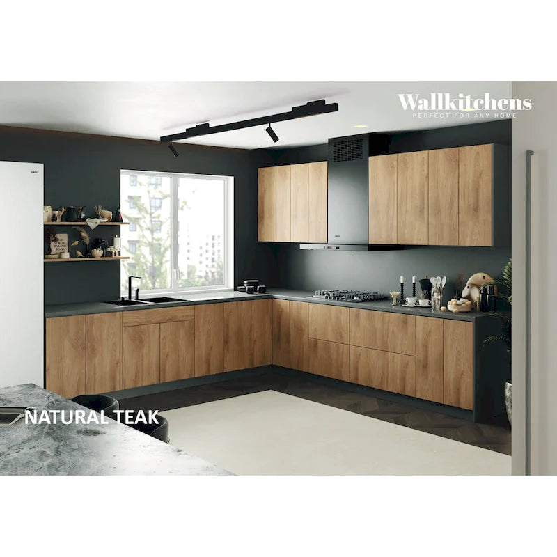 Collection Kitchen Prodigy Base couleur teck naturel et noir Taille 11 pieds de large - 130x130