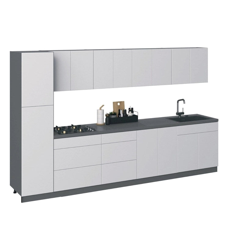 Collection Élégante Cuisine Coloris Blanc Brillant Meuble Bas Taille 3,35m de Large - 135x24