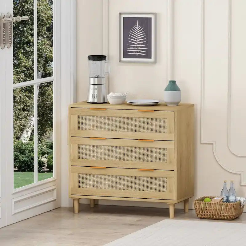 Meuble de rangement en rotin à tiroirs pour chambre à coucher et salon, 31,50 po