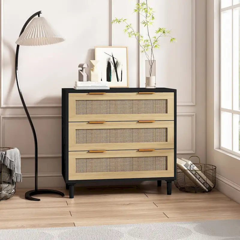 Meuble de rangement en rotin à tiroirs pour chambre à coucher et salon, 31,50 po