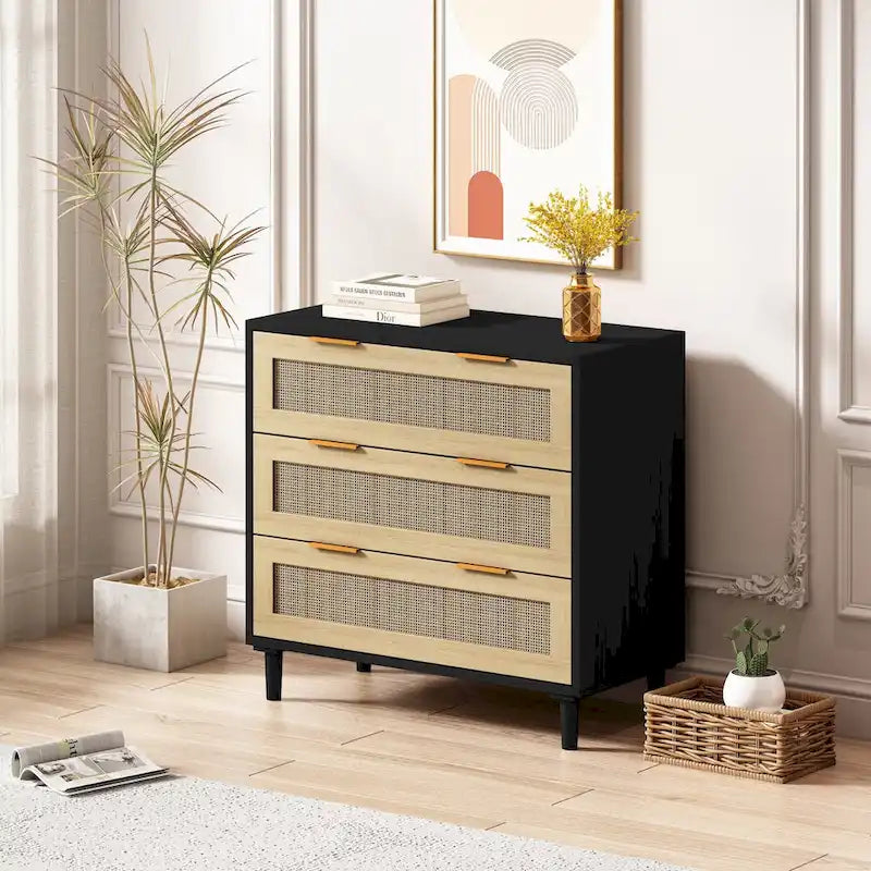 Meuble de rangement en rotin à tiroirs pour chambre à coucher et salon, 31,50 po