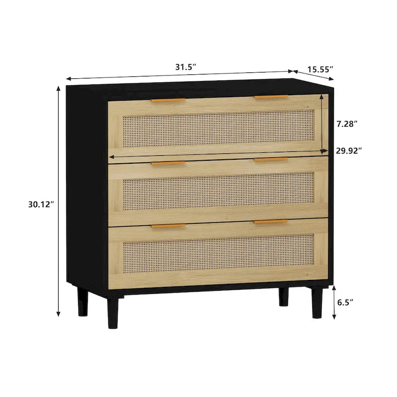 Meuble de rangement en rotin à tiroirs pour chambre à coucher et salon, 31,50 po