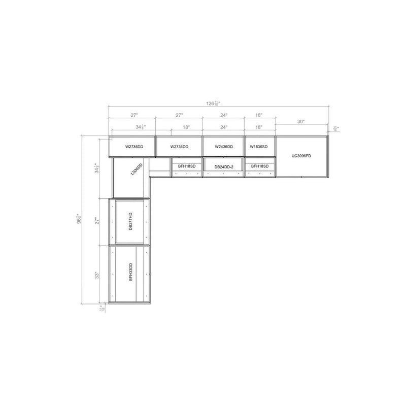 Collection Kitchen Harmony Couleur Blanc Mat Taille de la base 8x10 pieds de large - 126x96