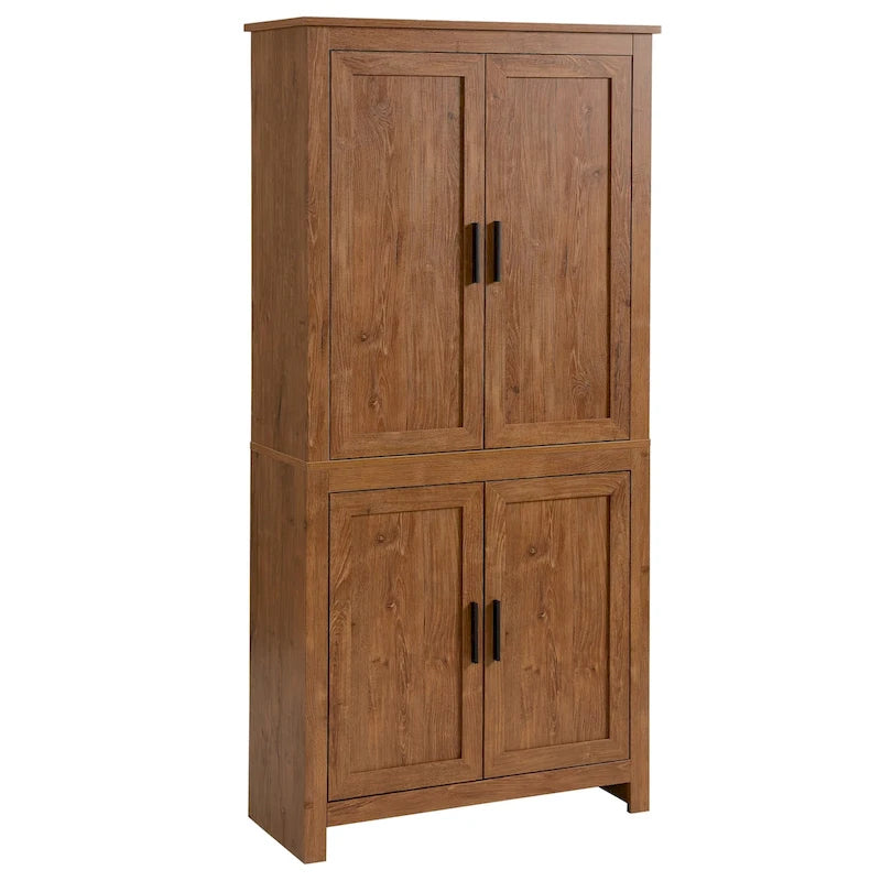 Garde-manger de cuisine 64 pouces à 4 portes, armoire de rangement autoportante avec 3 étagères réglables pour cuisine, salle à manger ou salon