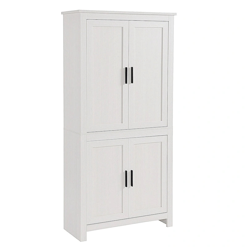 Garde-manger de cuisine 64 pouces à 4 portes, armoire de rangement autoportante avec 3 étagères réglables pour cuisine, salle à manger ou salon