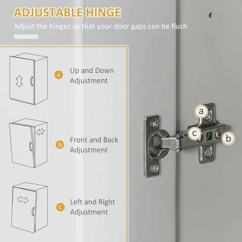 Armoire de cuisine moderne autoportante avec portes et tiroir, étagères réglables, grise