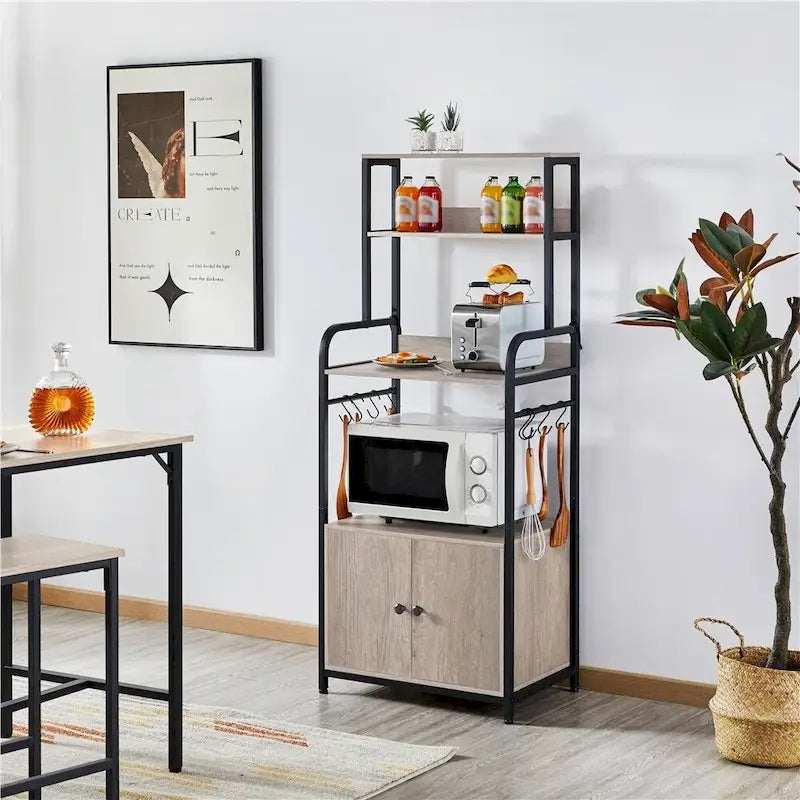 Étagère de boulanger Yaheetech multicouche avec 1 armoire et 3 étagères de rangement