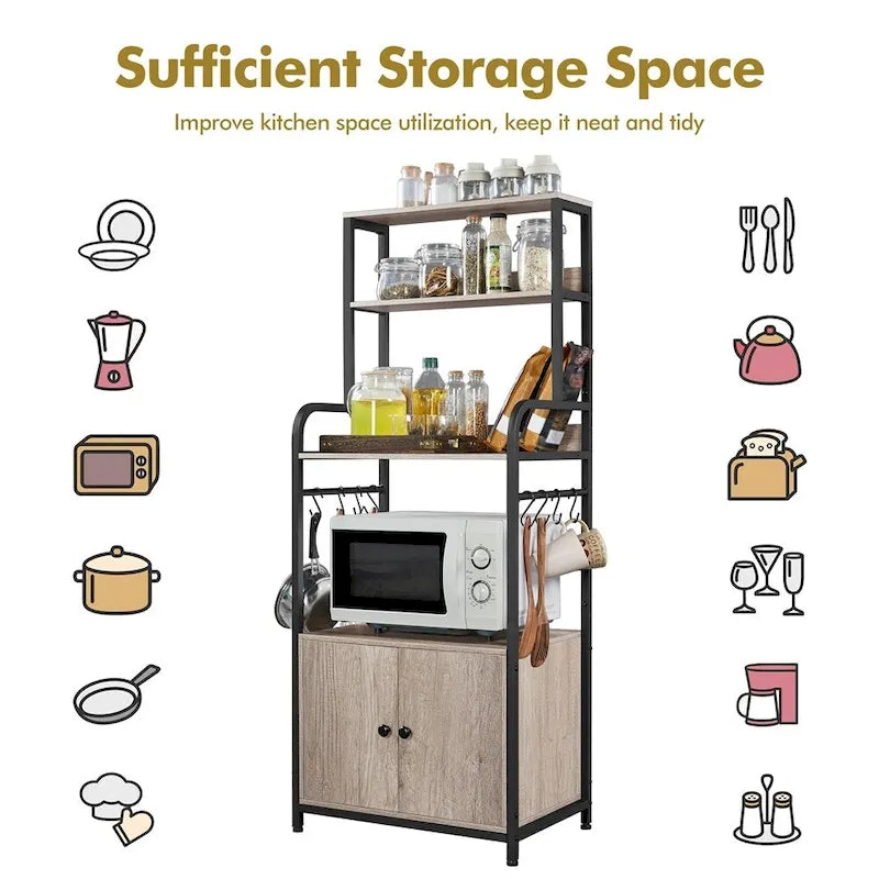 Étagère de boulanger Yaheetech multicouche avec 1 armoire et 3 étagères de rangement
