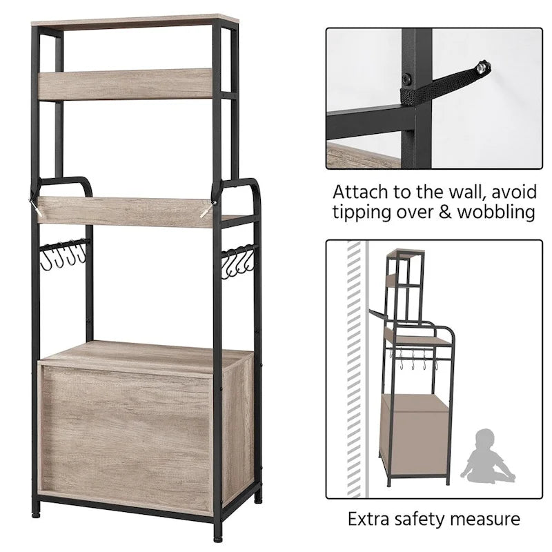 Étagère de boulanger Yaheetech multicouche avec 1 armoire et 3 étagères de rangement