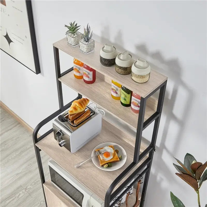 Étagère de boulanger Yaheetech multicouche avec 1 armoire et 3 étagères de rangement