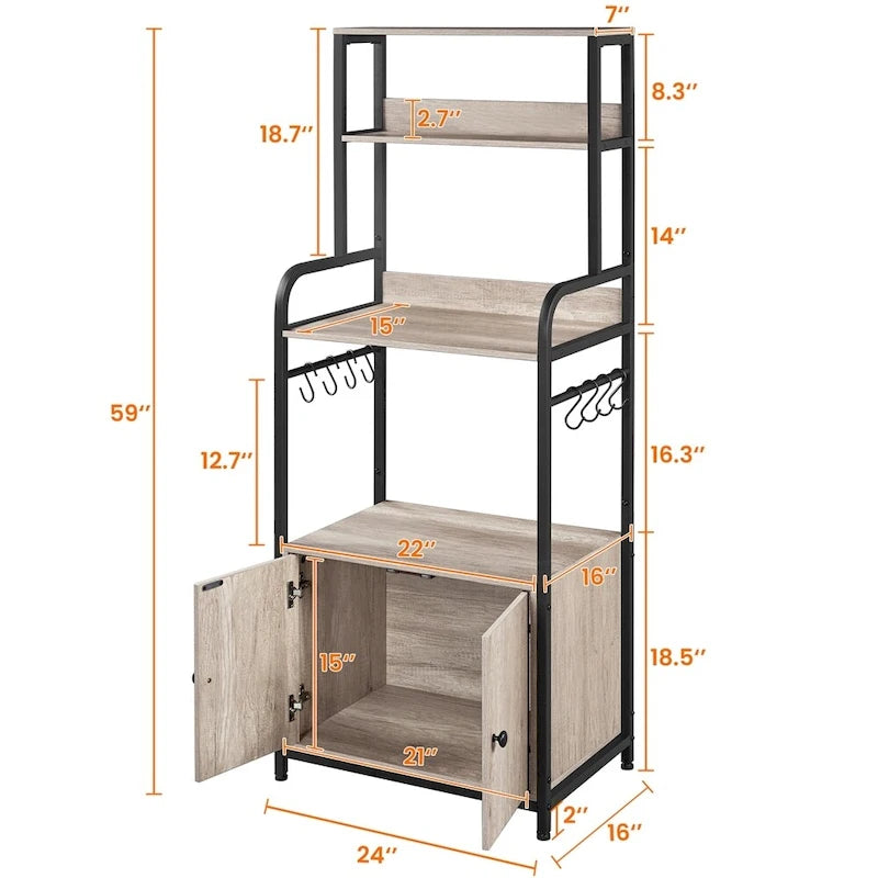 Étagère de boulanger Yaheetech multicouche avec 1 armoire et 3 étagères de rangement