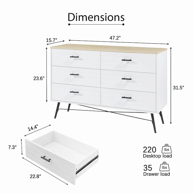 Chambre Moderne de 47.2W avec 6 Tiroirs Profonds - S.O.