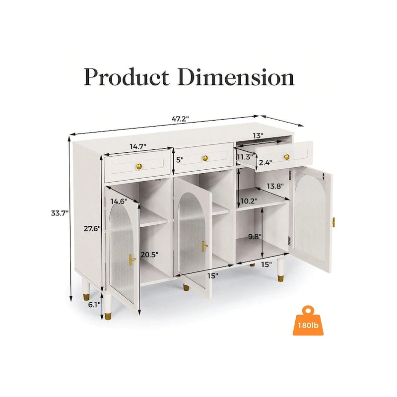 RoyalCraft RoyalCraft Buffet avec 3 tiroirs de 120 cm de large