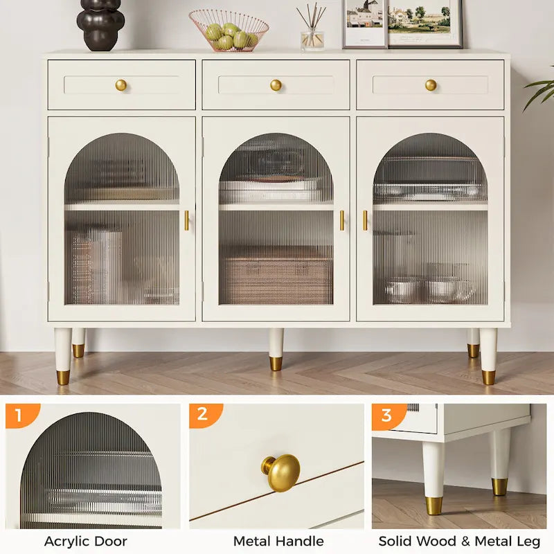 RoyalCraft RoyalCraft Buffet avec 3 tiroirs de 120 cm de large