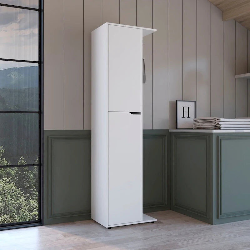 Austin Armoire à 1 porte et 4 étagères en bois composite, 178 cm de hauteur, blanc