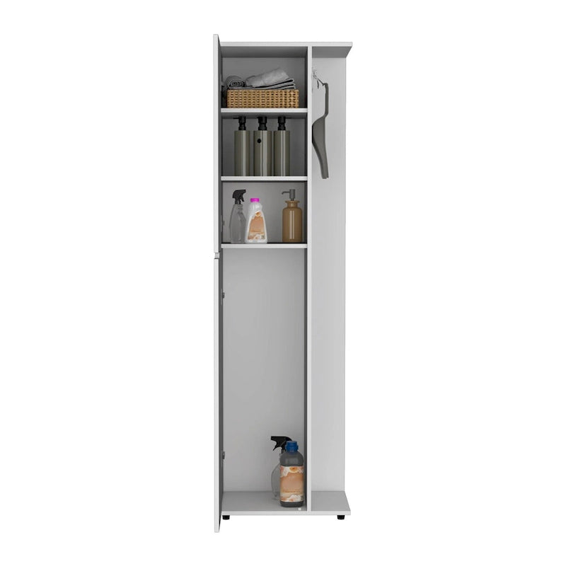 Austin Armoire à 1 porte et 4 étagères en bois composite, 178 cm de hauteur, blanc