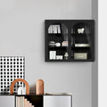 27,56Portes vitrées Armoire murale moderne à deux portes avec trois niveaux de rangement - N/A