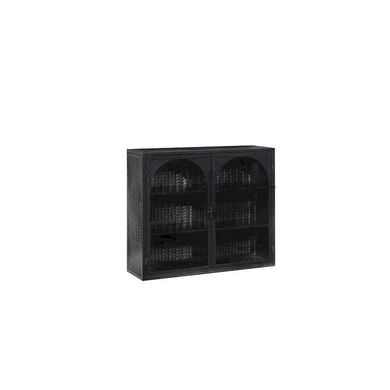 27,56Portes vitrées Armoire murale moderne à deux portes avec trois niveaux de rangement - N/A