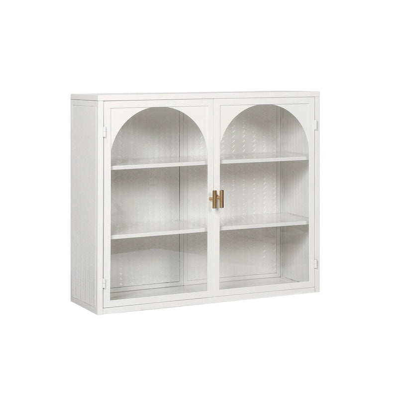 27,56Portes vitrées Armoire murale moderne à deux portes avec trois niveaux de rangement - N/A