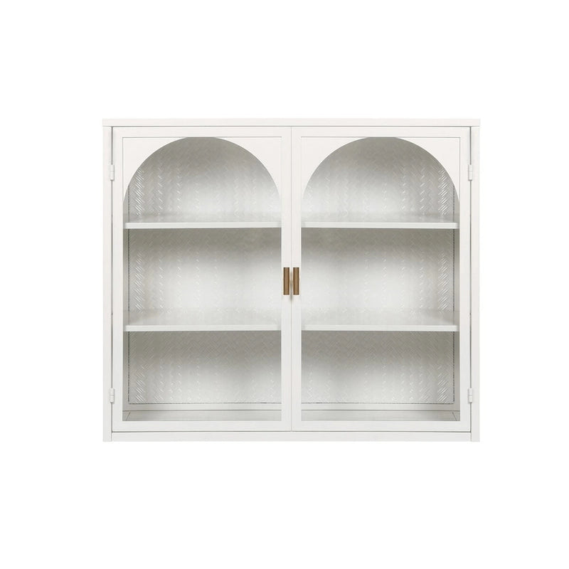 27,56Portes vitrées Armoire murale moderne à deux portes avec trois niveaux de rangement - N/A