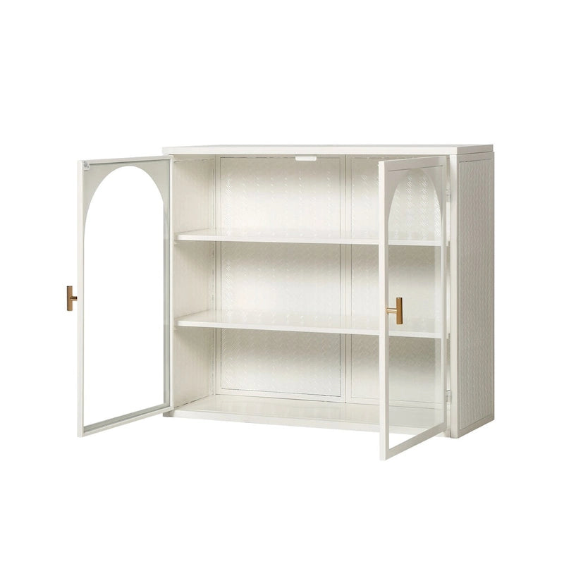27,56Portes vitrées Armoire murale moderne à deux portes avec trois niveaux de rangement - N/A