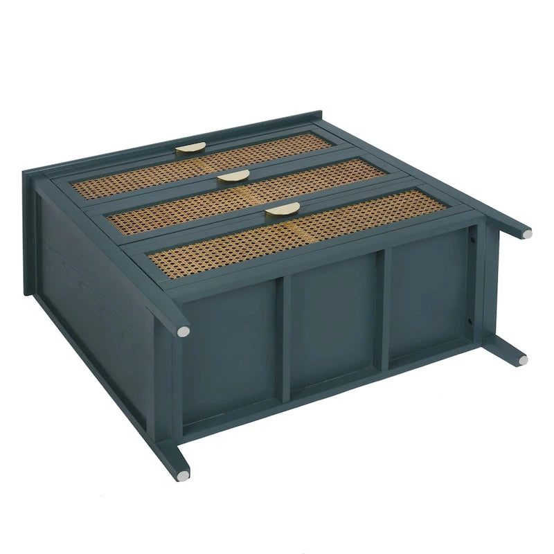 Commode 3 tiroirs, rotin naturel, Meuble américain, Convient pour chambre, salon, bureau